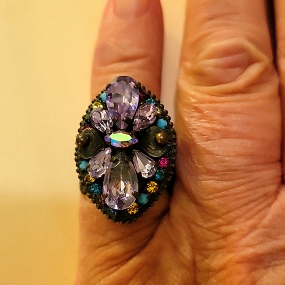 Sorrelli lavender multi crystal ring - Picture 1 of 4